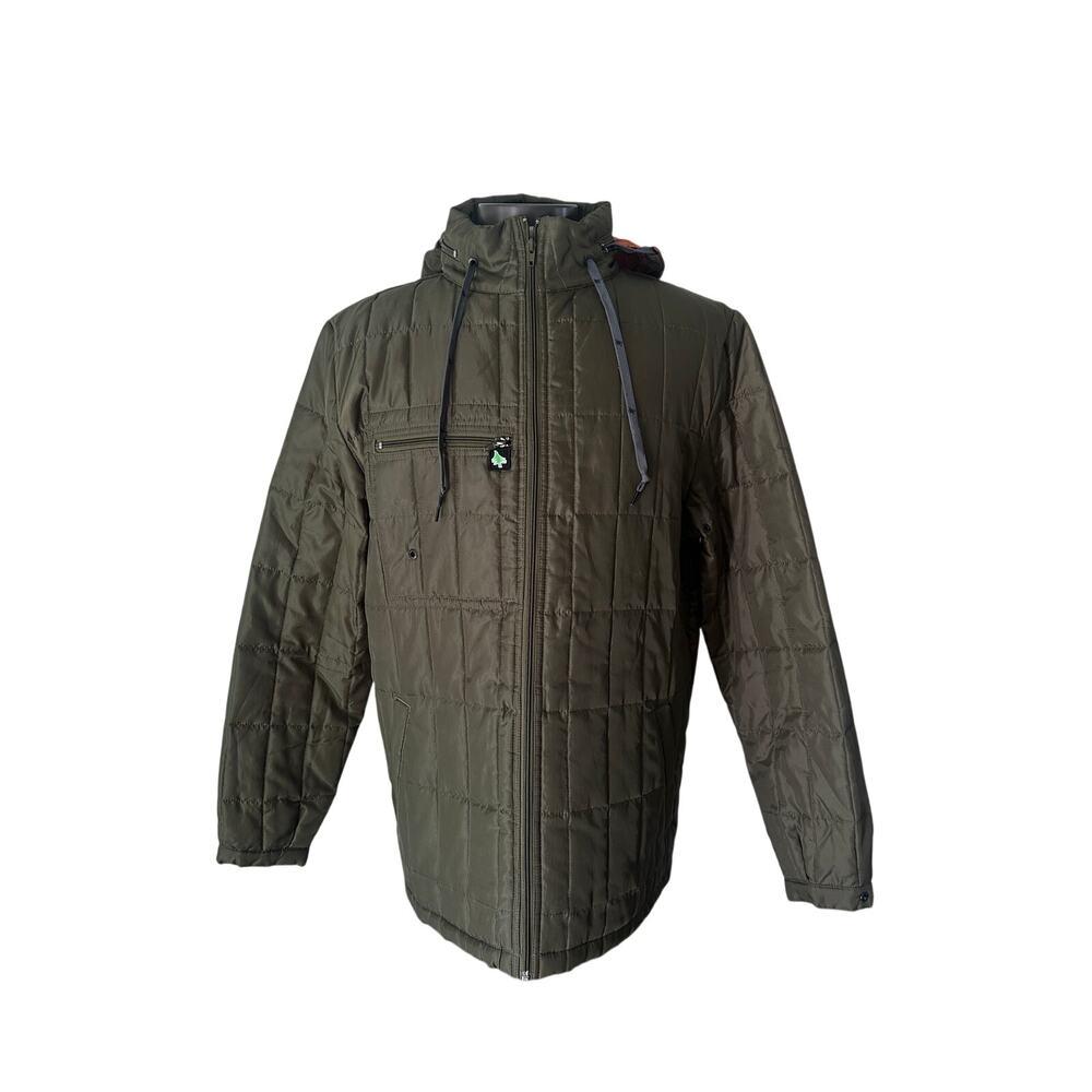 HippyTree Hunter Series Jacket Large Olive Green Hooded Quilted Outdoor NWOT